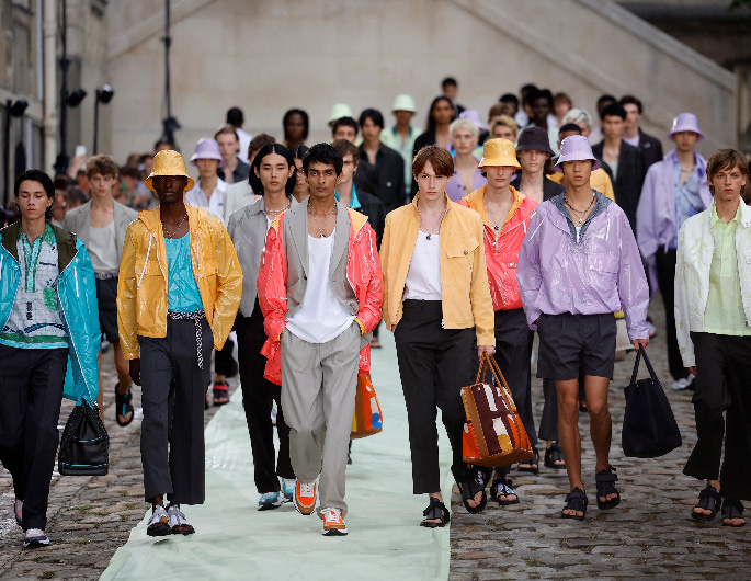 Hermes trots out seahorses and shimmery windbreakers at Paris Fashion Week