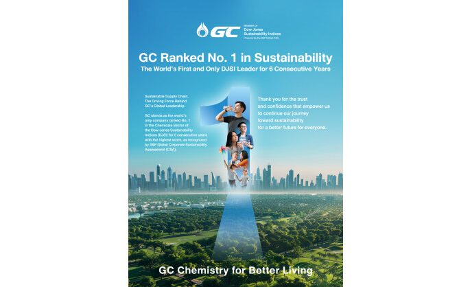 GC Ranked No. 1 in DJSI Chemicals Business Sector for  Six Consecutive Years, Becoming the First and Only Company Worldwide to Achieve This, Reaffirming Its role  as a Global Model For Sustainability