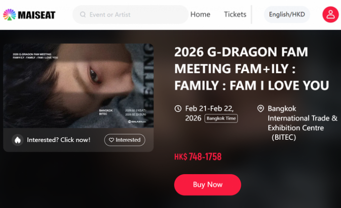 K-pop Star G-Dragon’s First Solo Fan Meeting in Southeast Asia Goes on Sale on MAISEAT