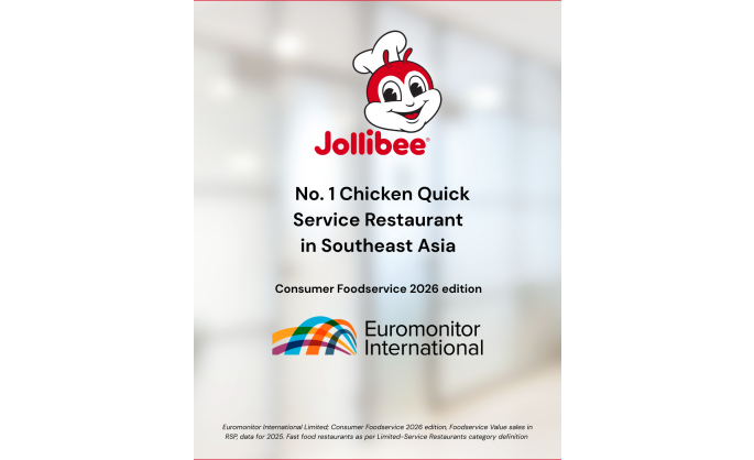 Jollibee named No.1 Chicken Quick Service Restaurant in Southeast Asia by Euromonitor International